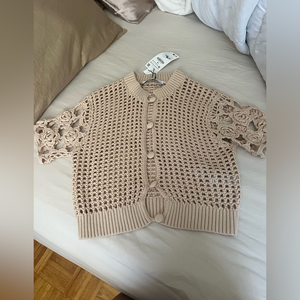 Zara crocheted knit top size m